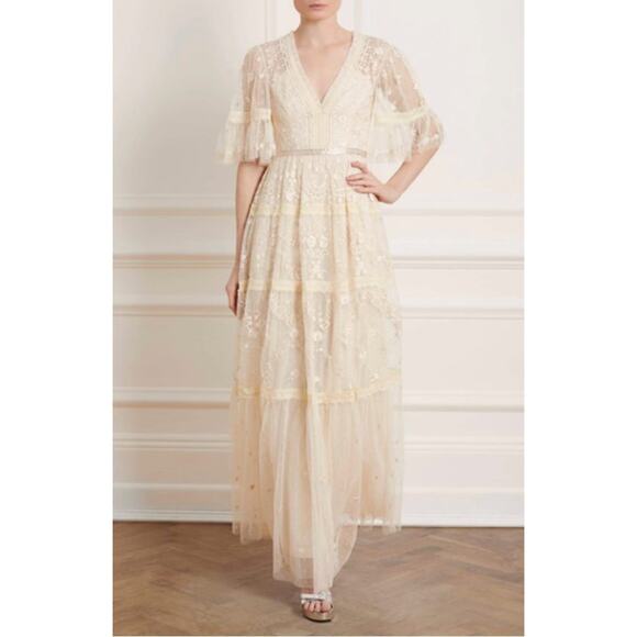 NEEDLE & THREAD Sz 20 US Champagne Lottie Lace Gown Dress NWT - Picture 14 of 14